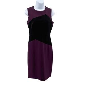 Calvin Klein Purple Black Color Block Sleeveless Sheath Dress WMNS 6 Career Midi